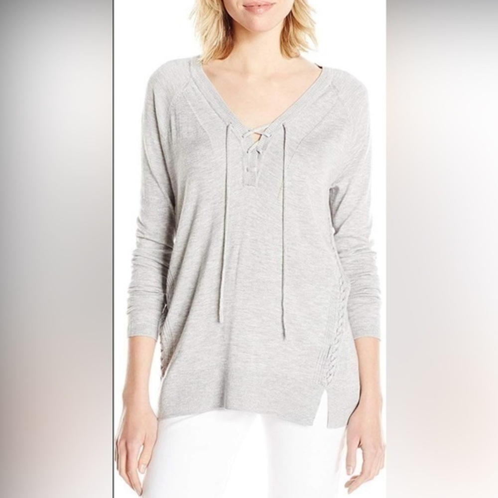 UEC LUCKY BRAND LIGHTWEIGHT LACE UP DETAIL SWEATER SZ XS